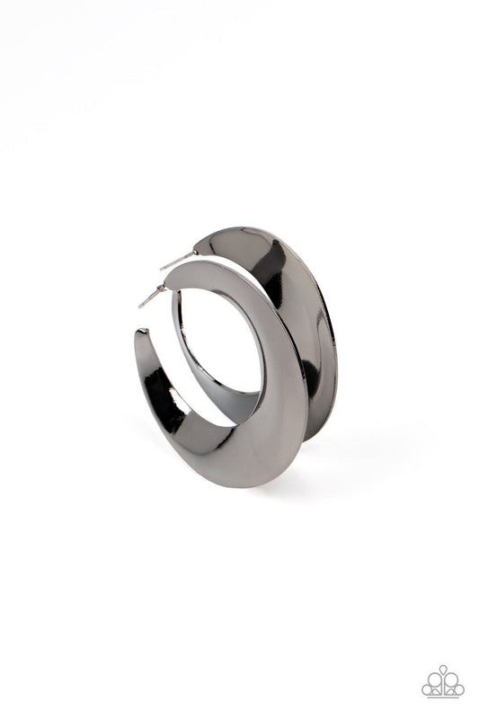 Paparazzi Power Curves - Black Earrings - Black Hoop Earrings - Paparazzi Jewelry Images