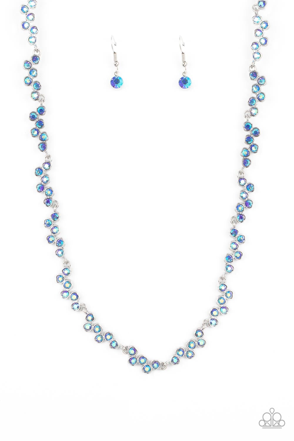 2 Piece Set-GLOWING Admiration - Blue Necklace and Flatter Yourself - Blue Bracelet