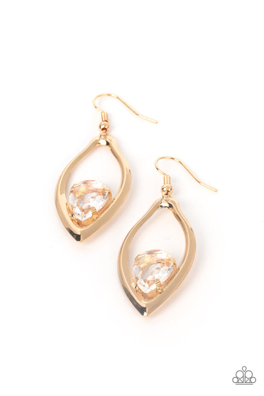 Paparazzi Beautifully Bejeweled - Gold Earrings -Paparazzi Jewelry Images