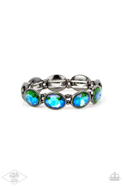 Diva in Disguise - Blue Oil Spill Multi Bracelet - Pink Diamond Life of the Party Exclusive - paparazzi jewelry images
