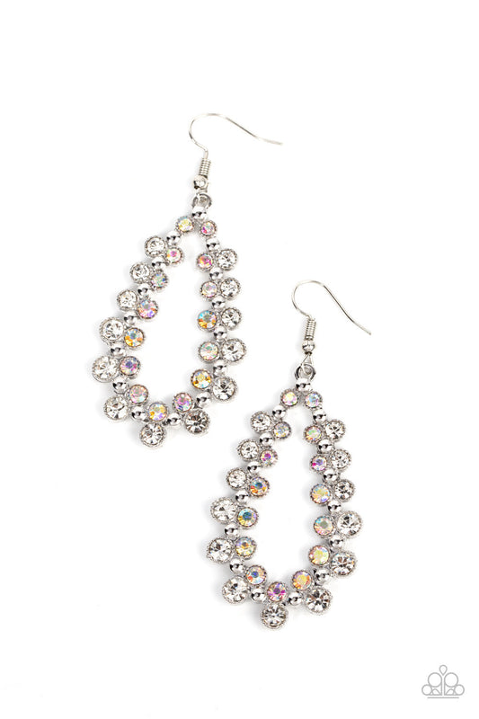 Iridescent Earrings - Paparazzi Its About to GLOW Down - White earrings Paparazzi jewelry image