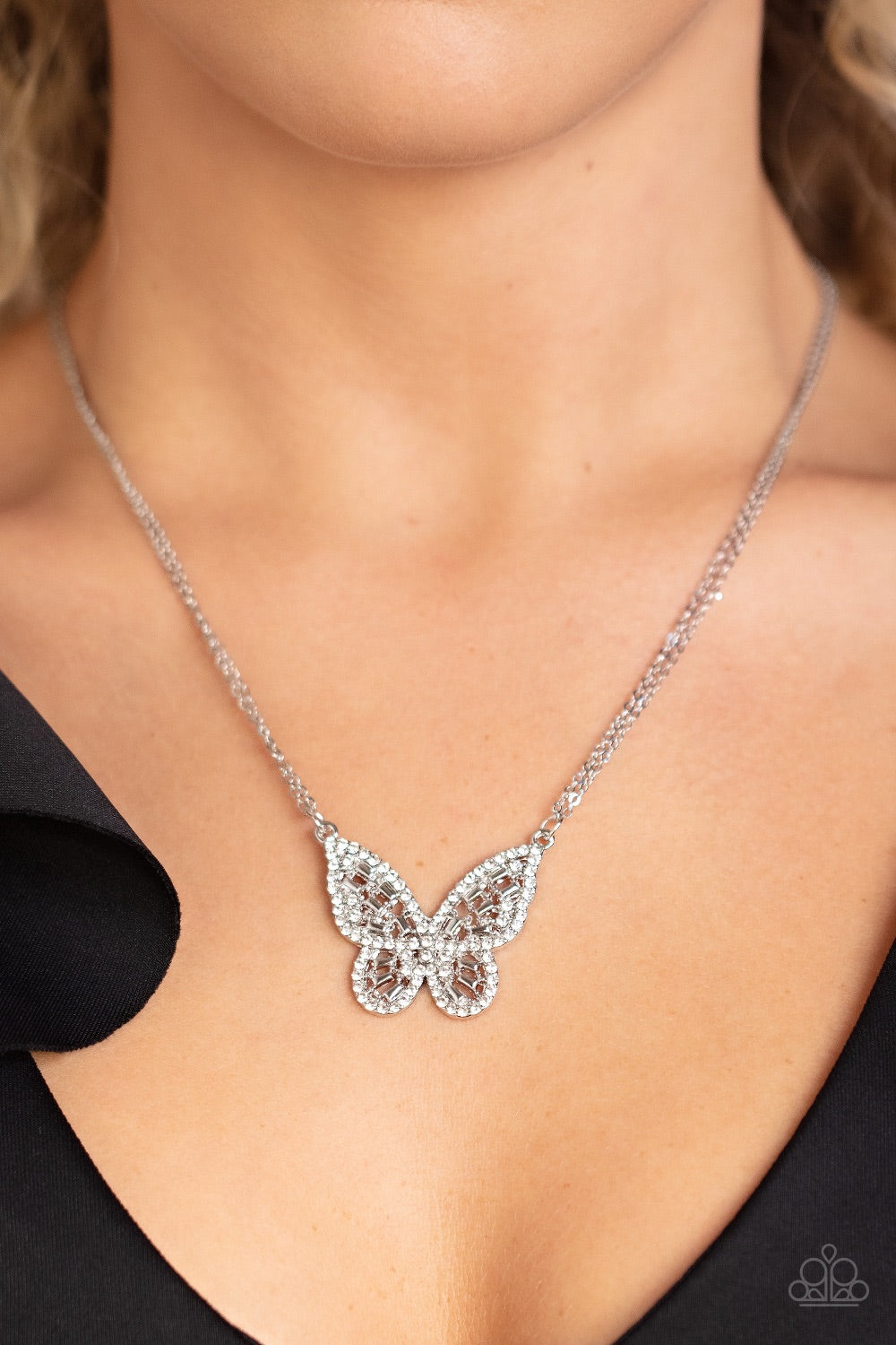 2 Piece Butterfly Set - White Baroque Butterfly Necklace & White Butterfly Bella Bracelet - Pusher P