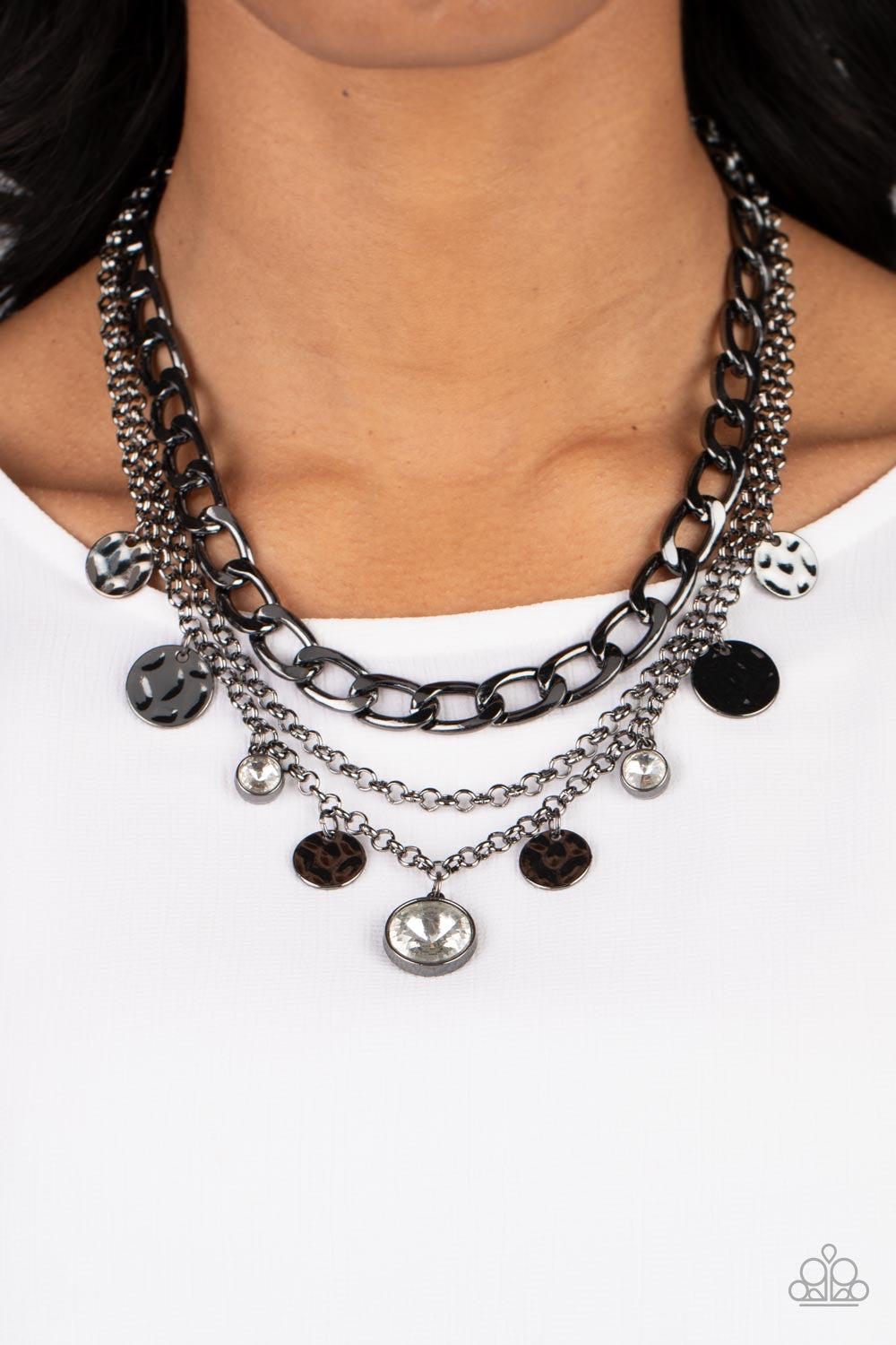 2pc Set: Pusher P Industrial Noise - Black Necklace & Unyielding Roar - Black Bracelet