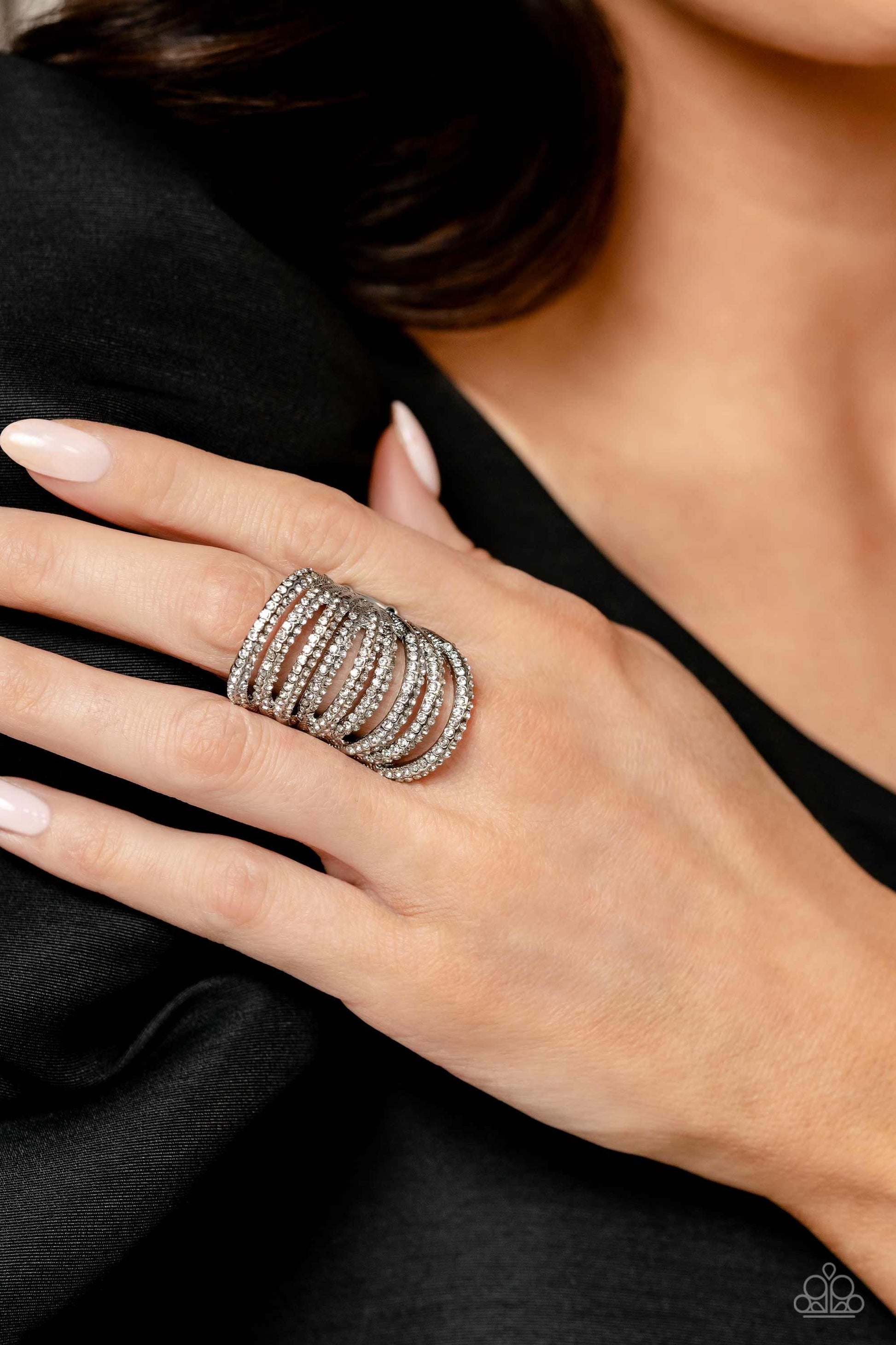 Paparazzi Rippling Rarity - Empower Me Pink Exclusive- White Ring -Paparazzi Jewelry Images