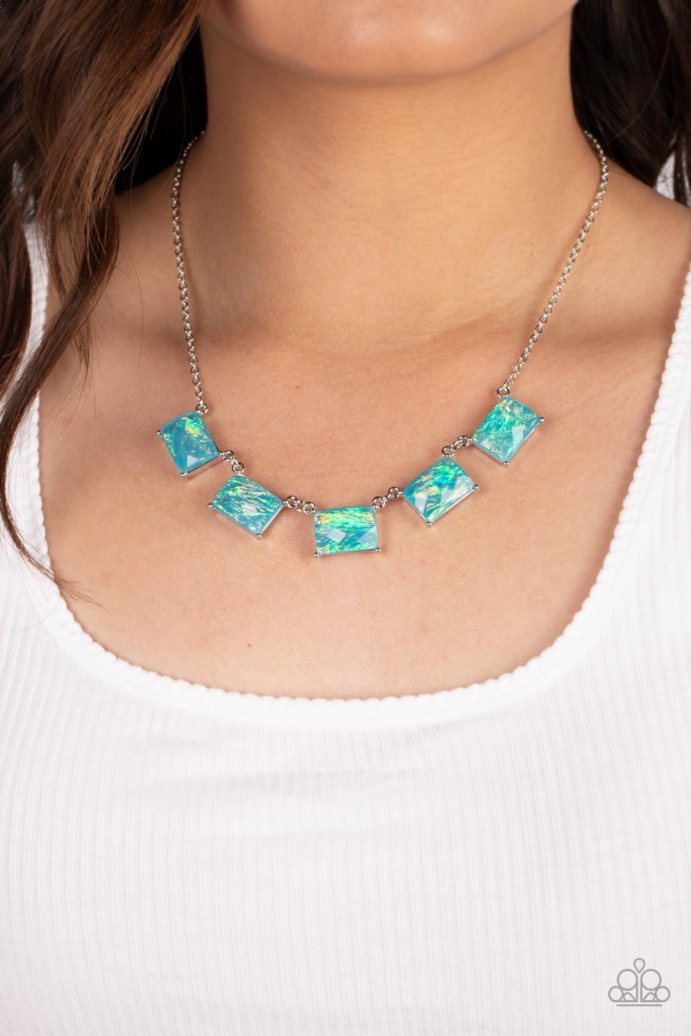 Paparazzi Opalescent Oblivion - Blue Necklace -Paparazzi Jewelry Images