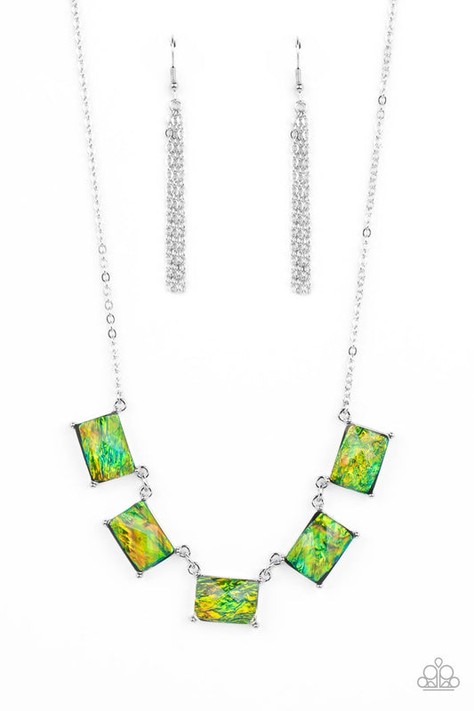 Paparazzi Opalescent Oblivion - Green Necklace -paparazzi jewelry image