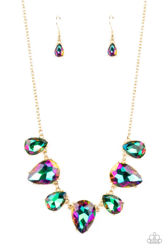 Paparazzi Otherworldly Opulence - Green Oil Spill Necklace - Paparazzi jewelry images