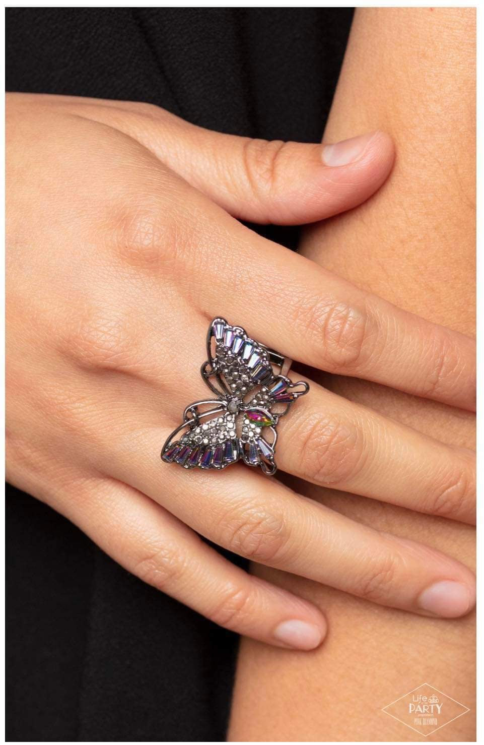 Butterfly Ring - Paparazzi Fearless Flutter - Multi Ring - Life of the Party Paparazzi Jewelry Images