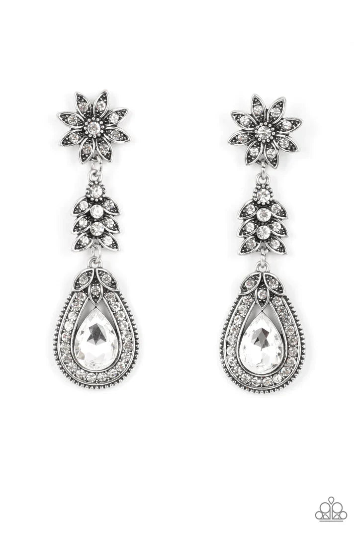 Paparazzi Floral Fantasy - White Earrings Paparazzi Jewelry Images
