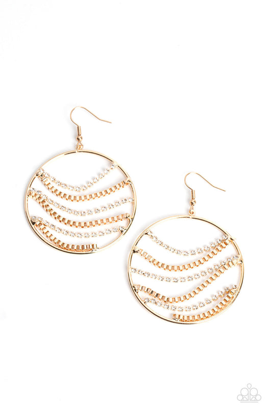 Paparazzi Fighting Fortune - Gold Earrings -Paparazzi Jewelry Images