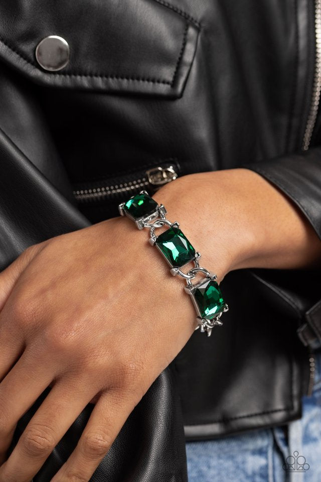 Radiating Review Green Necklace & Dazzling Debut - Green Bracelet 2 Piece Set