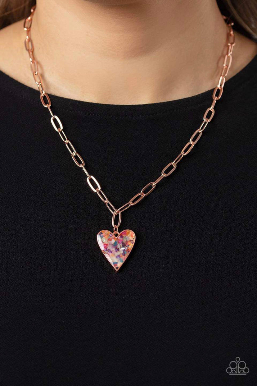 Kiss and SHELL - Copper Heart Necklace-Pusher P 2023 Empower Me Pink Exclusive