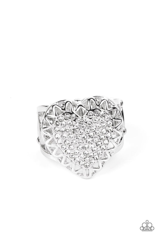Paparazzi Romantic Escape - White Ring-Paparazzi Jewelry Images