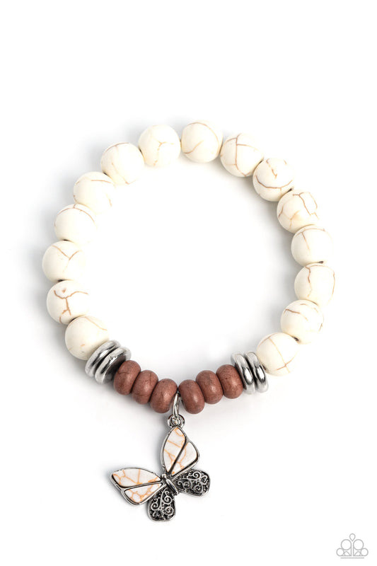 Paparazzi Bold Butterfly - White Bracelet - Butterfly Jewelry - Paparazzi Jewelry Images