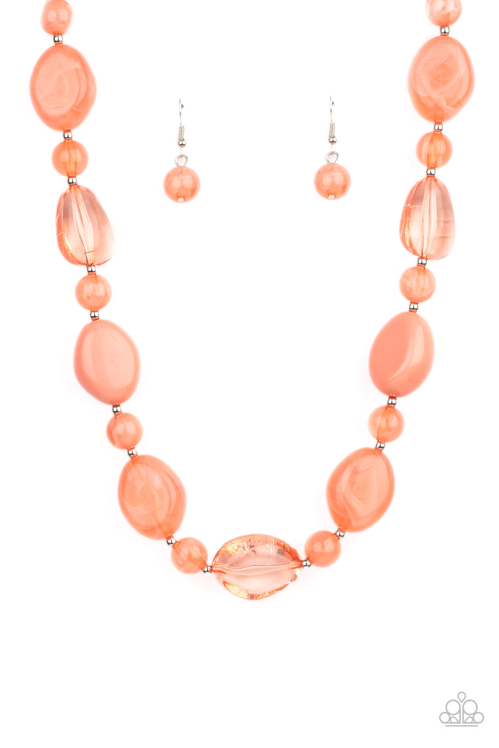 2pc Set: Staycation Stunner - Orange Necklace & I Need a STAYCATION - Orange Bracelet