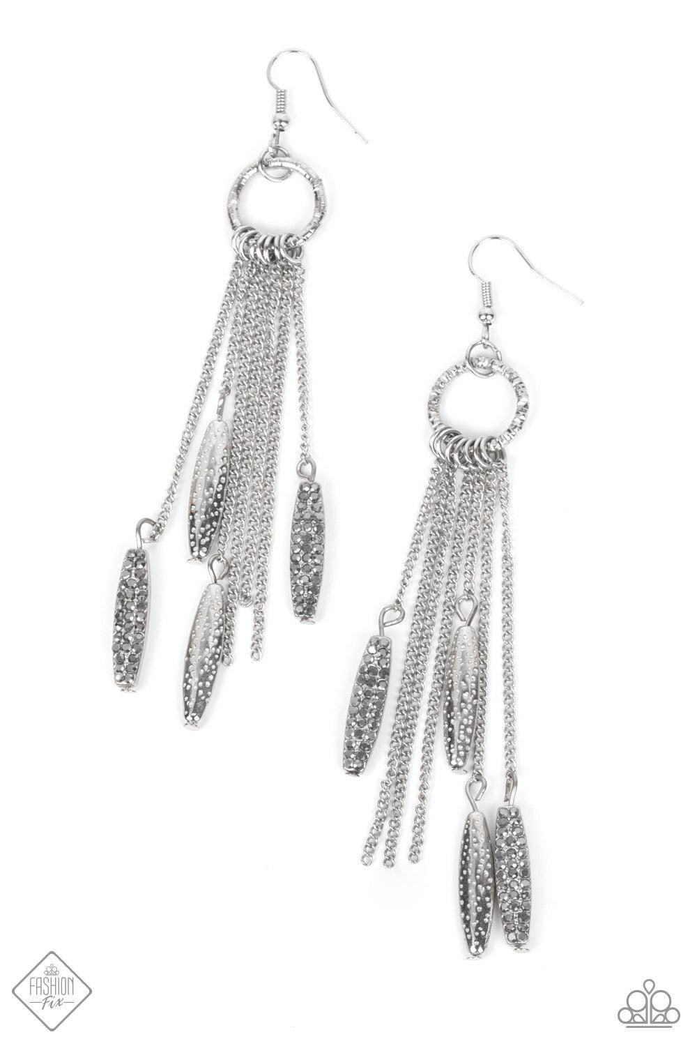 Thrifty Tassel Silver Earrings - Paparazzi Accessories - Pusher P