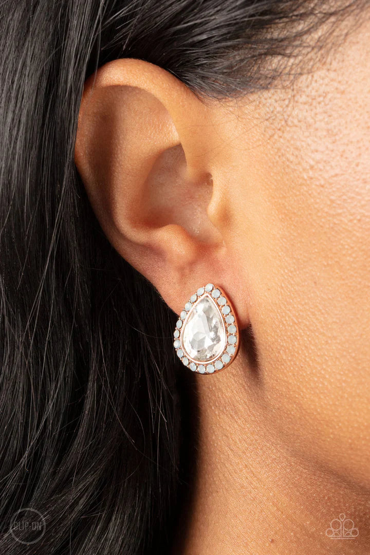 Paparazzi Cosmic Castles - Rose Gold Clip On Earrings Paparazzi Jewelry Images