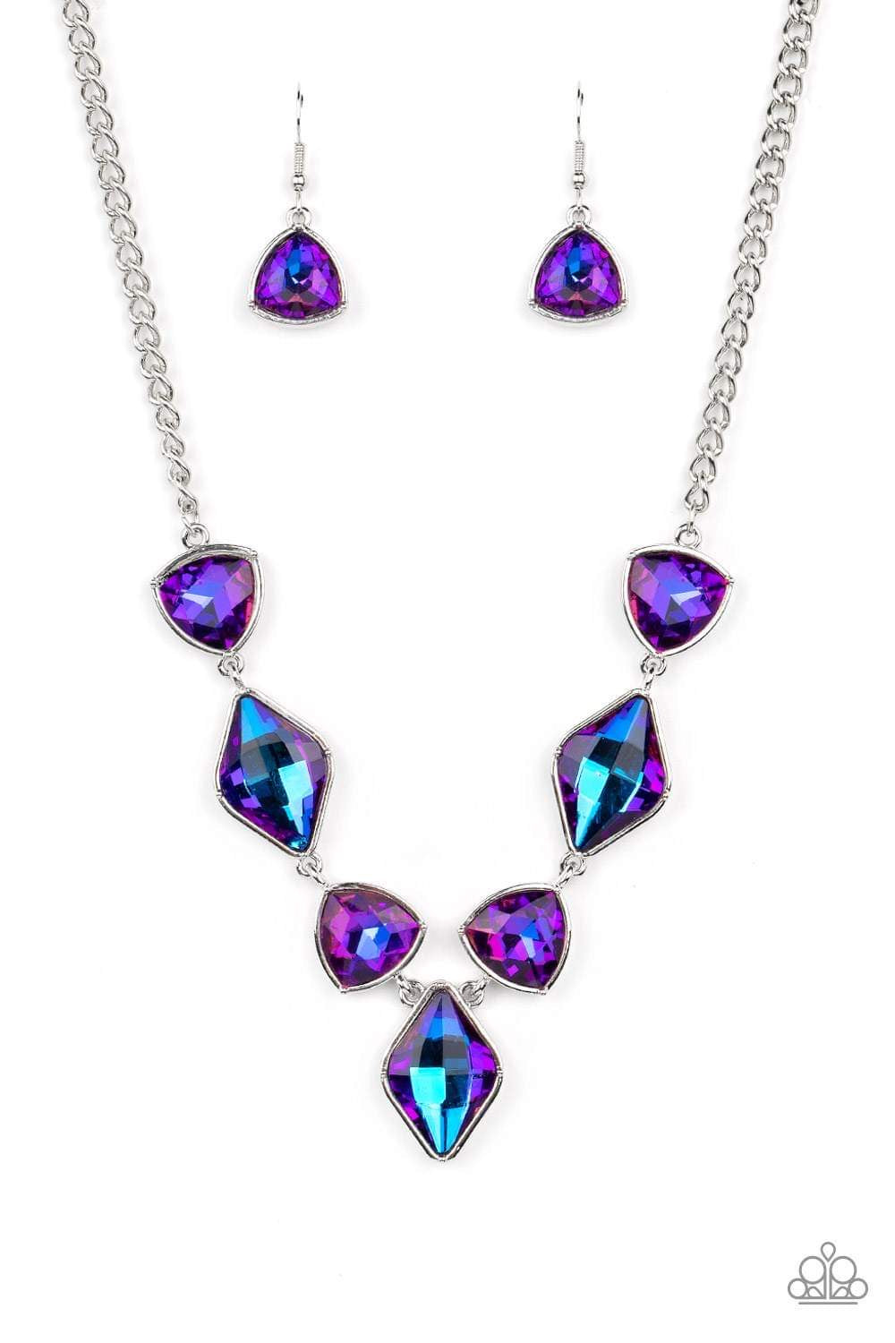 Glittering Geometrics - Purple Necklace - December 2022 Life of the Party