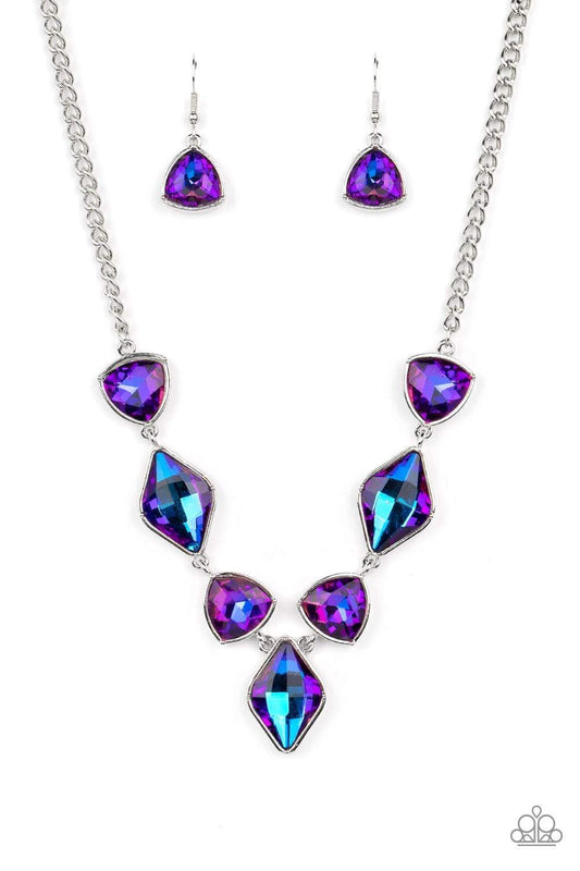 Glittering Geometrics - Purple Necklace - December 2022 Life of the Party