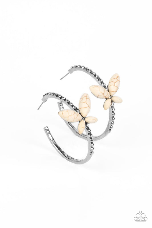 Paparazzi Bohemian Butterfly - White Earrings -Paparazzi Jewelry Images