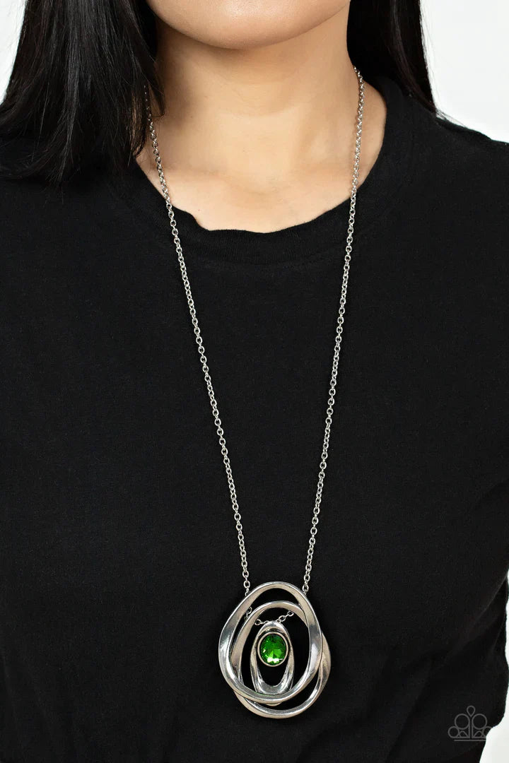 Paparazzi Luminous Labyrinth - Green Necklace Paparazzi Jewelry Images
