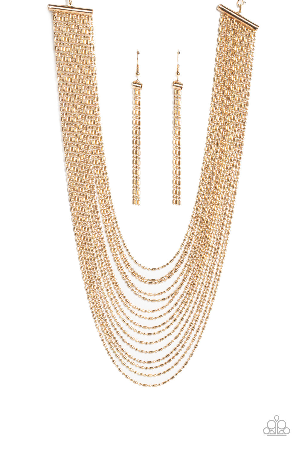 Paparazzi Cascading Chains - Gold Necklace-Paparazzi Jewelry Images