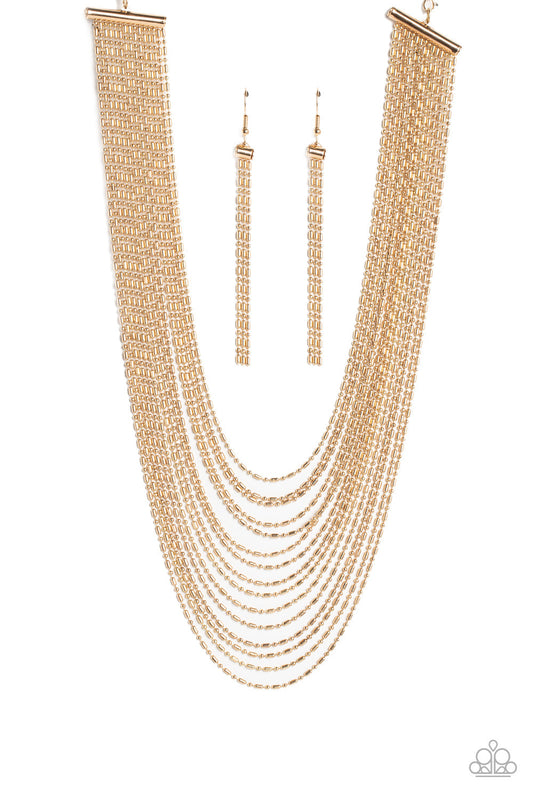 Paparazzi Cascading Chains - Gold Necklace-Paparazzi Jewelry Images