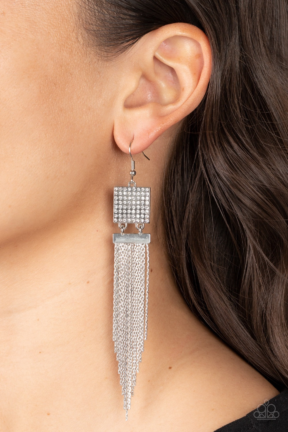 Paparazzi Dramatically Deco - White Earrings - Pusher P