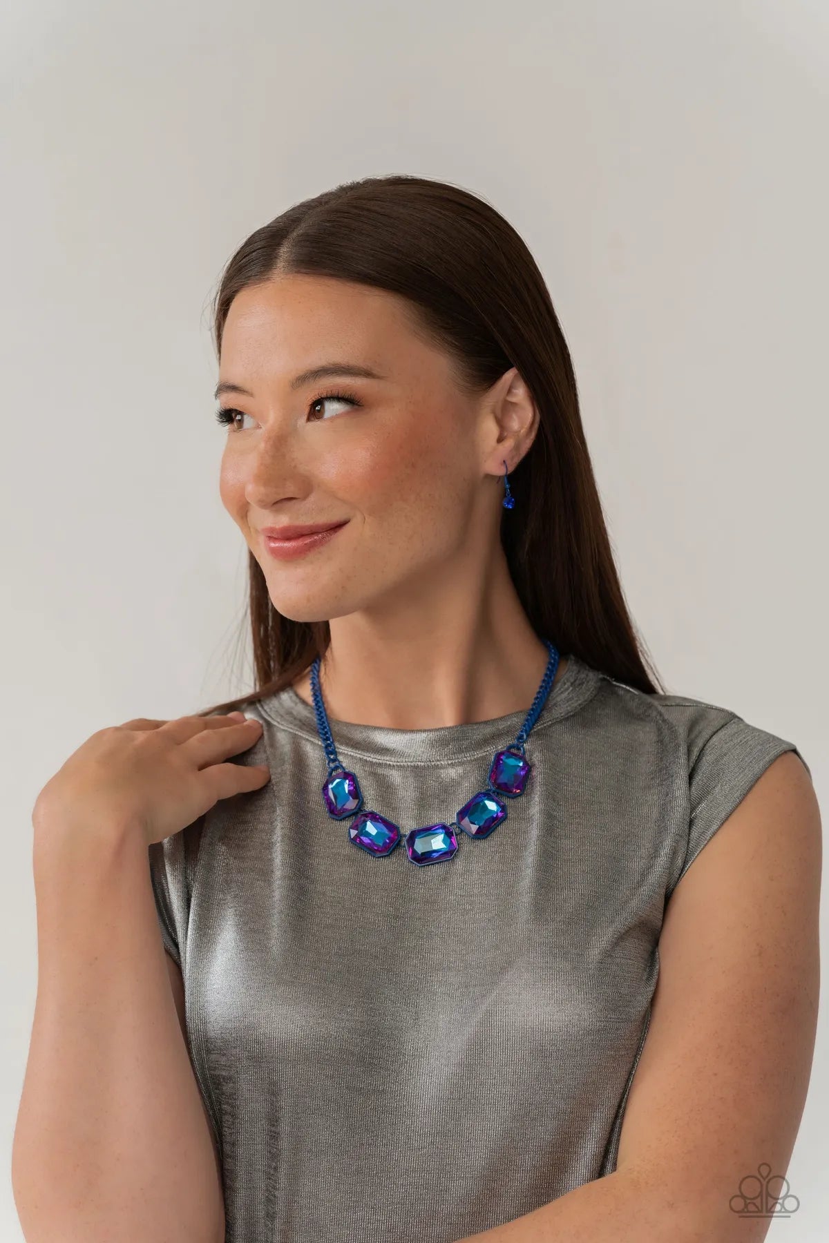 Blue Necklace - 5 Piece Jewelry Set - June 2023 Life of The Party Paparazzi jewelry image