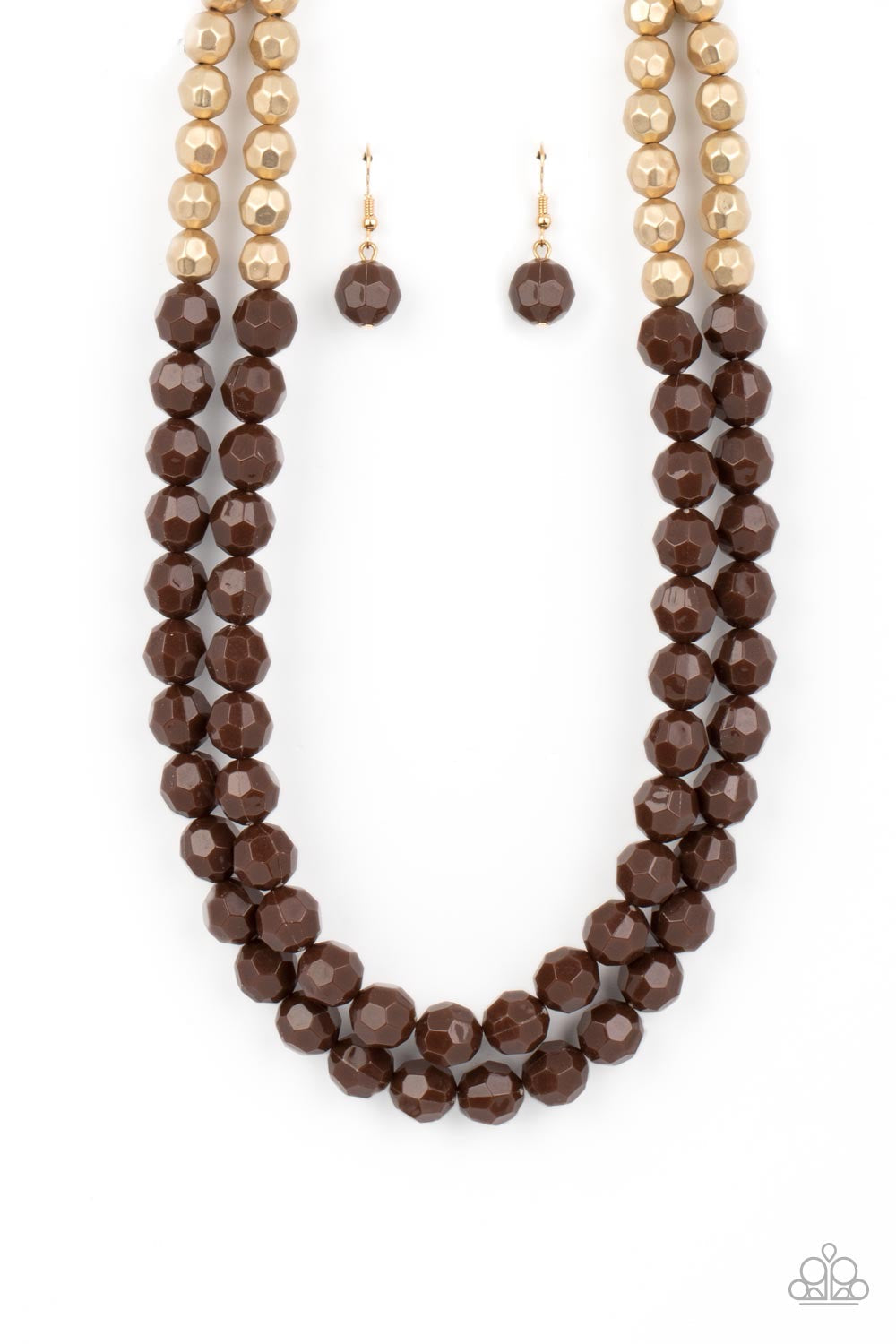 2 piece set: Greco Getaway - Brown Necklace & Grecian Glamour - Brown Bracelet