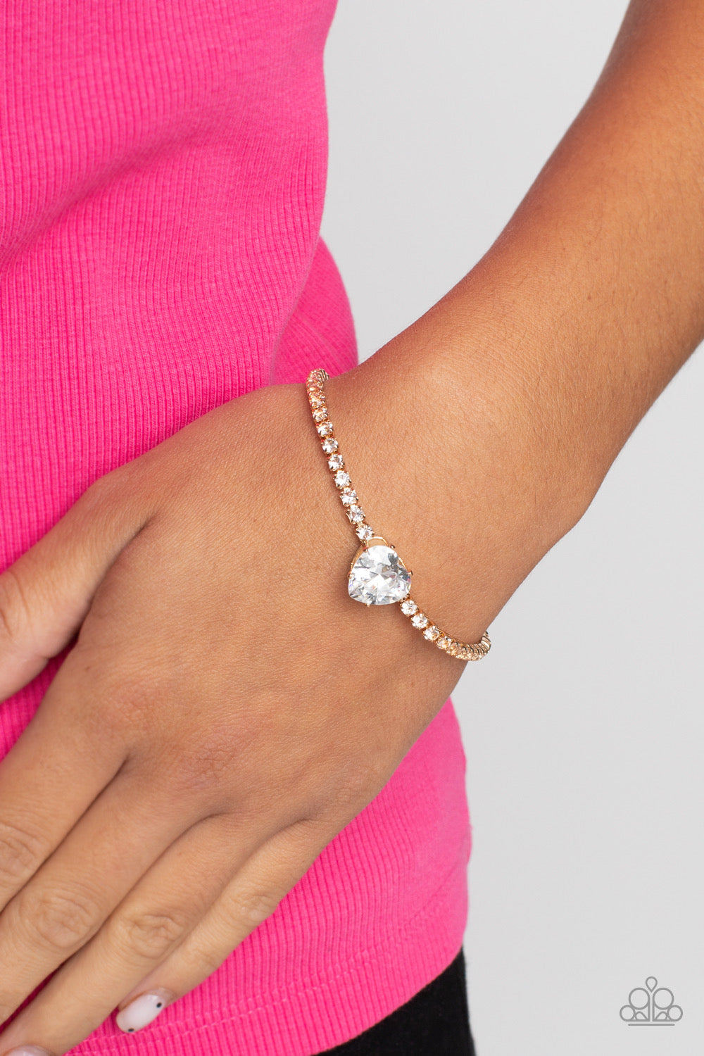 Paparazzi 2pc Set: Flirty Fiancé - Gold Choker Necklace & Bedazzled Beauty - Gold Bracelet