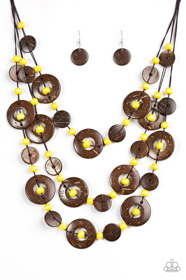 Paparazzi Bahama Bungalow - Yellow Necklace Paparazzi Jewelry images