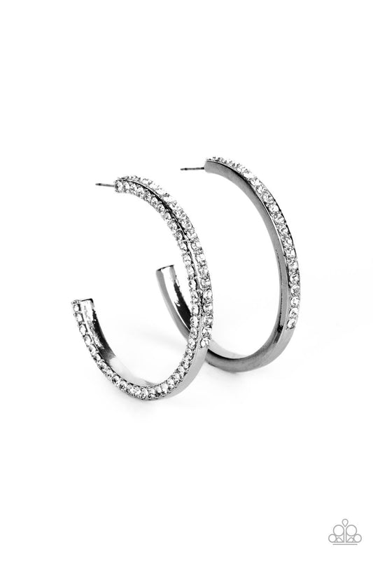Powerhouse Precision - Black Hoops Earrings - Paparazzi Jewelry