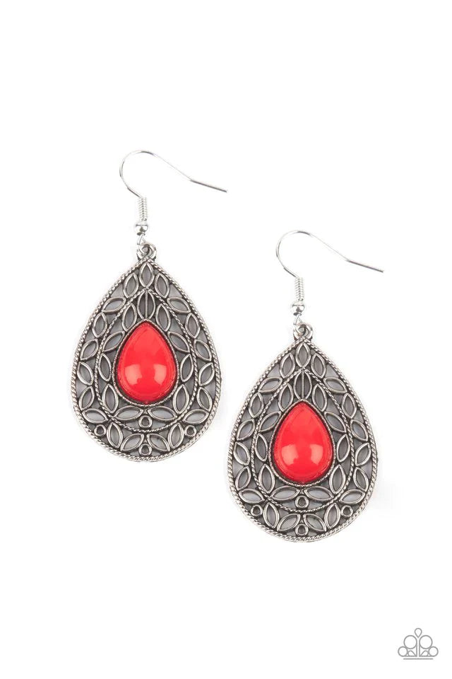 Fanciful Droplets - Red Earring