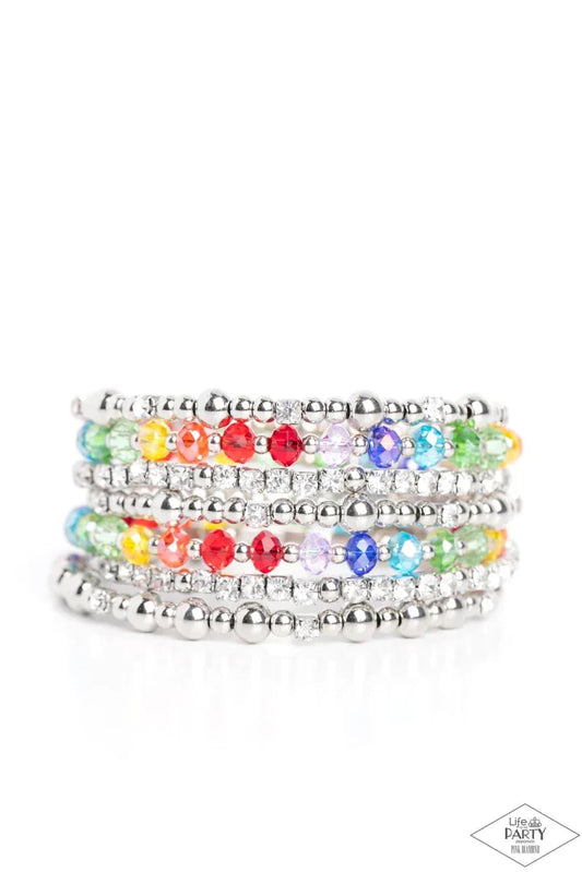 Cute Bracelets - Paparazzi Ice Knowing You - Multi Bracelet - Pink Diamond Life of the Party Paparazzi jewelry image