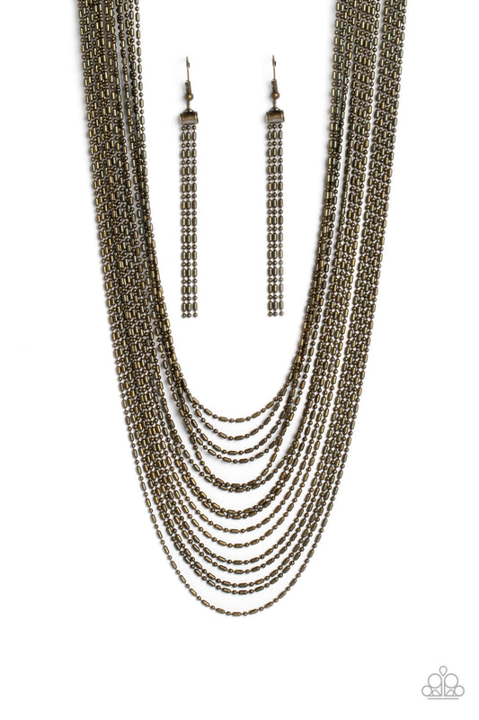 Paparazzi Cascading Chains - Brass Necklace