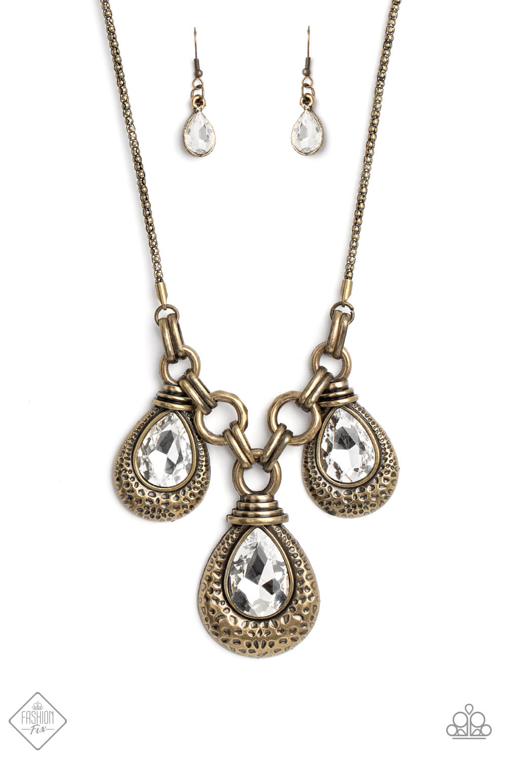 Paparazzi Built Beacon - Brass Necklace- Fashion Fix January 2023-Paparazzi Jewelry Images