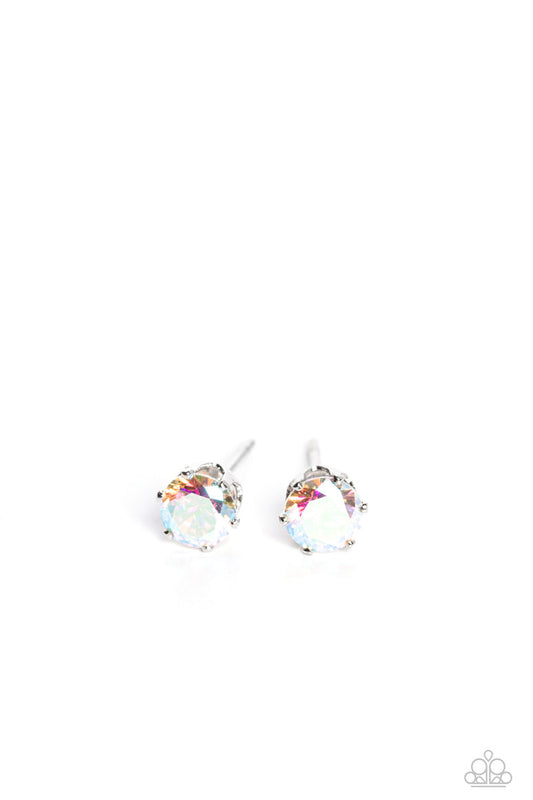 Womens Stud Earrings - Delicately Dainty - Iridescent Earrings Paparazzi jewelry image