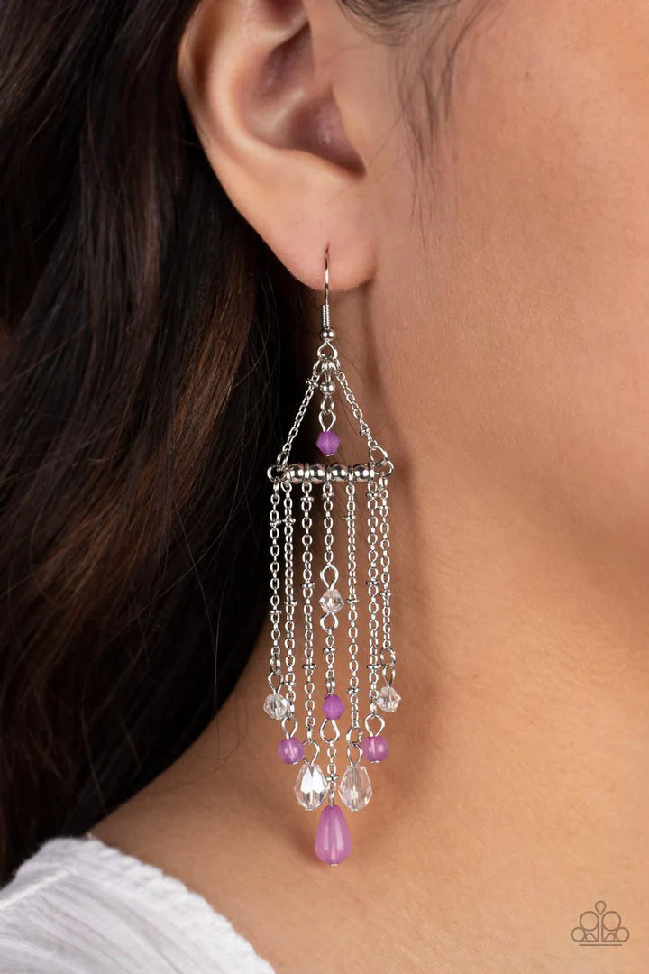 Paparazzi Earrings - Paparazzi Marina Breeze - Purple Earrings Paparazzi Jewelry Images