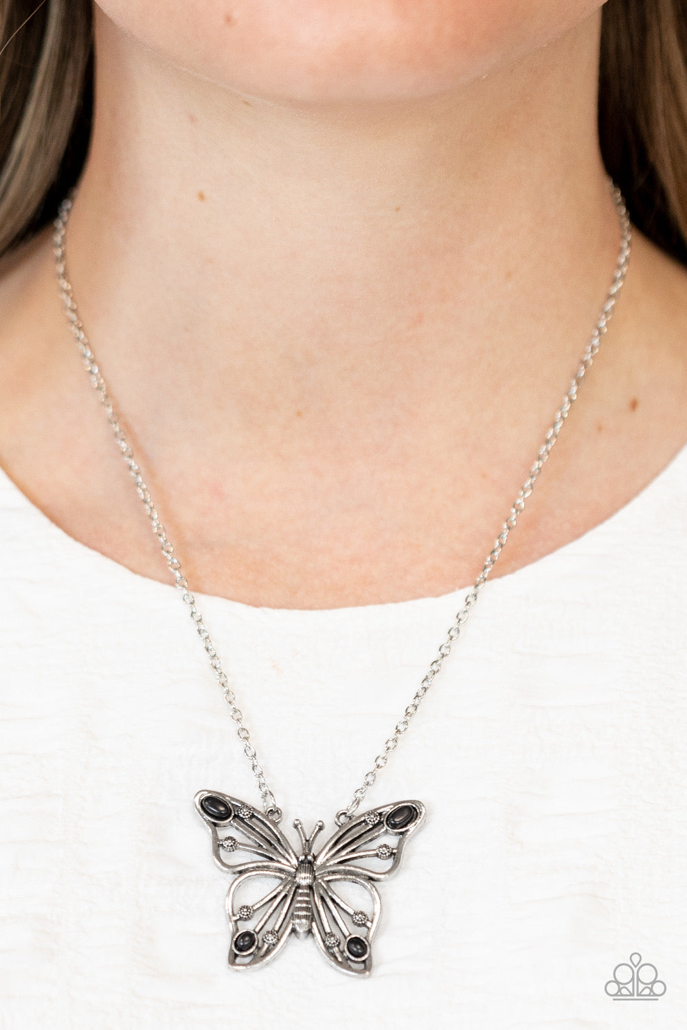 Paparazzi Badlands Butterfly - Black Necklace - Pusher P