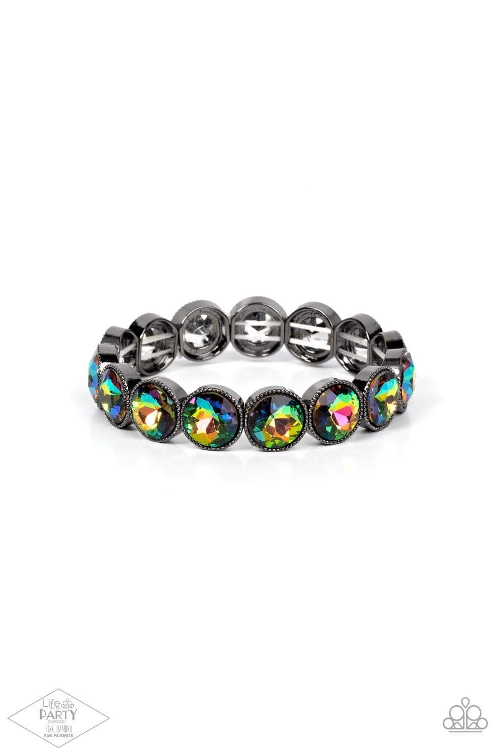 Paparazzi Number One Knockout - Oil Spill Multi Bracelet - Pink Diamond Life of the Party Exclusive - Pusher P