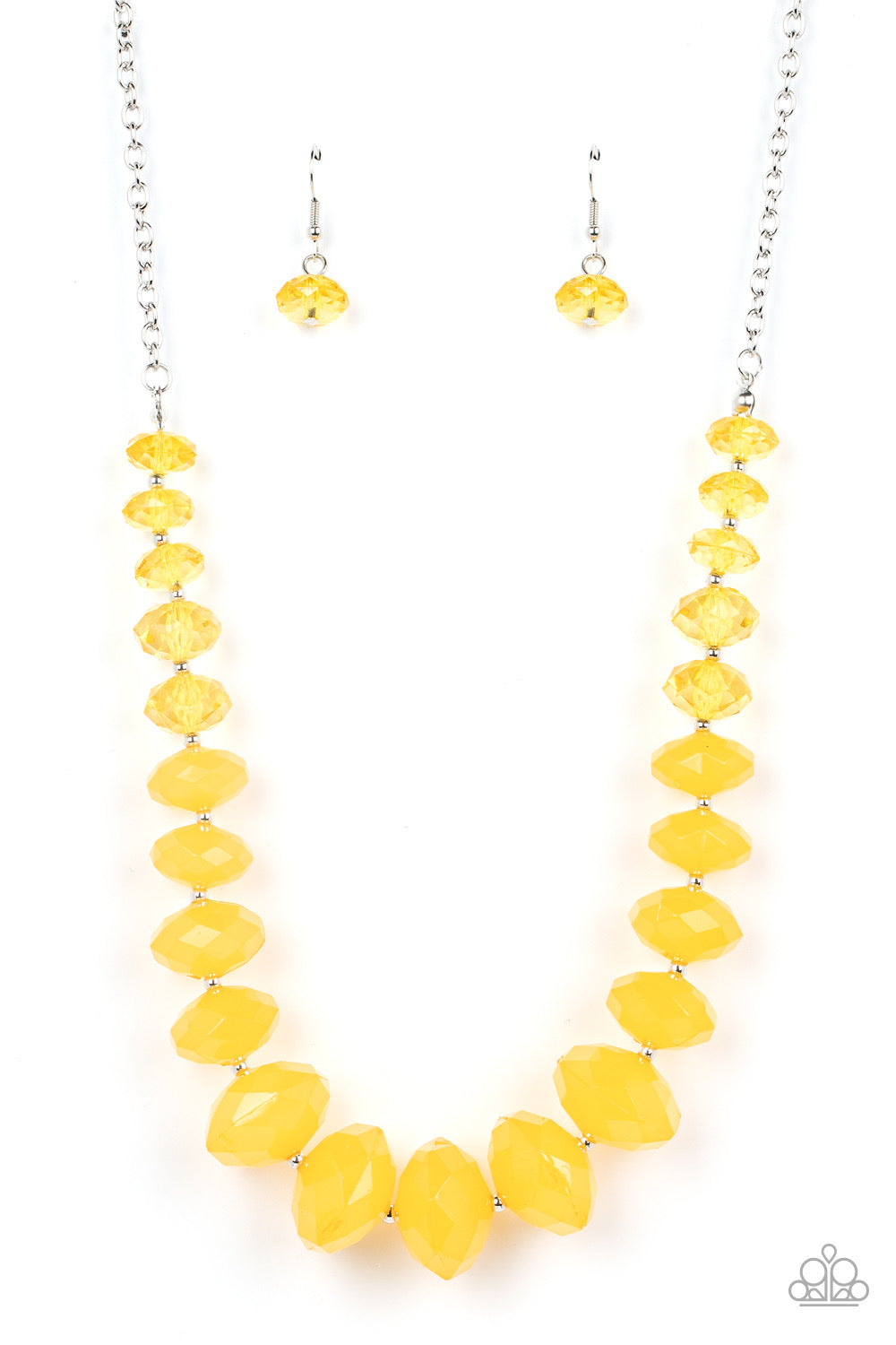 2 Piece Set: Happy-GLOW-Lucky - Yellow Necklace & Keep GLOWING Forward - Yellow Bracelet