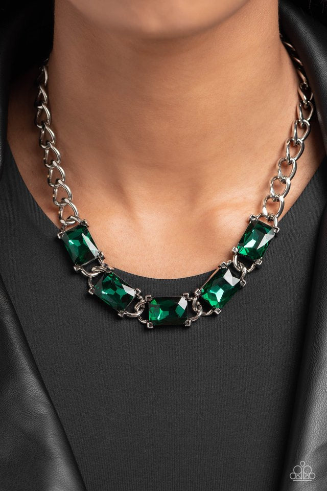 Radiating Review Green Necklace & Dazzling Debut - Green Bracelet 2 Piece Set