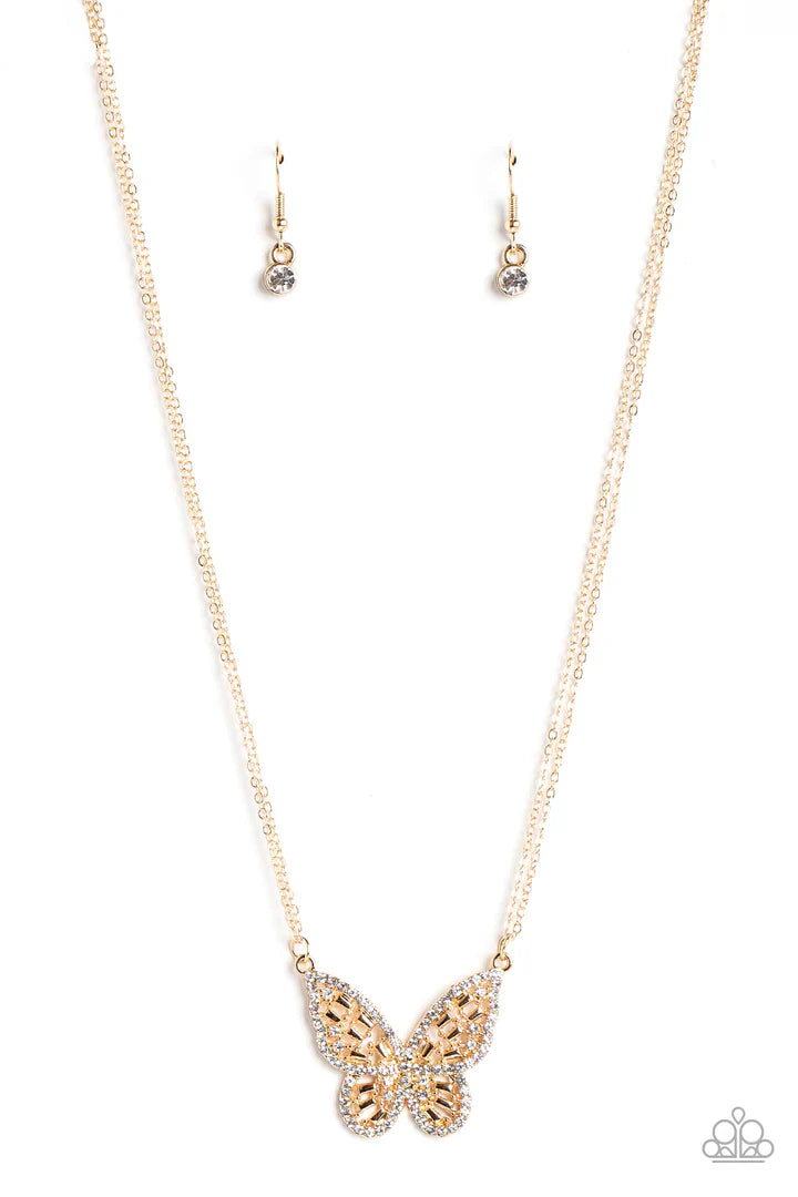 Paparazzi Butterfly Bella Gold Bracelet and Baroque Butterfly Necklace - Pusher P