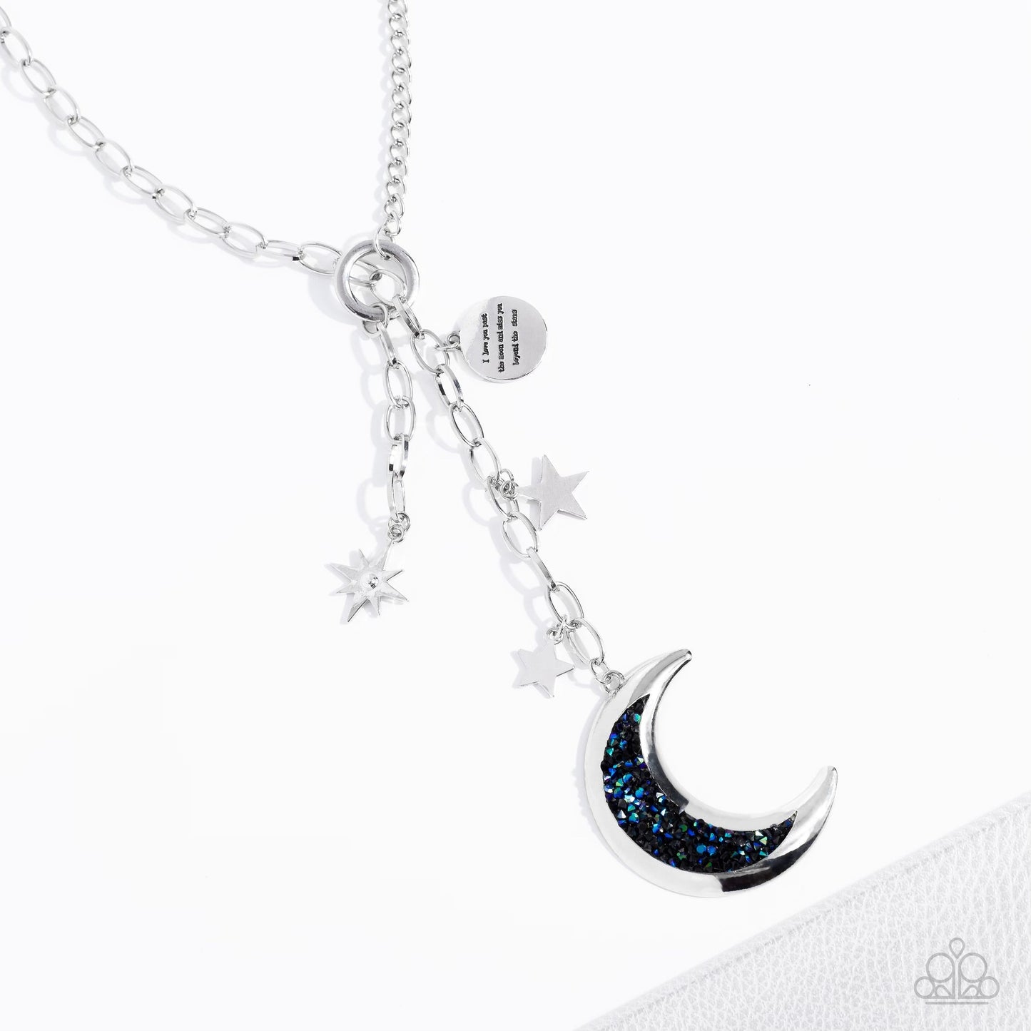 Paparazzi Necklace - Once in a Blue Moon Necklace Set - Silver Necklace Paparazzi Jewelry images