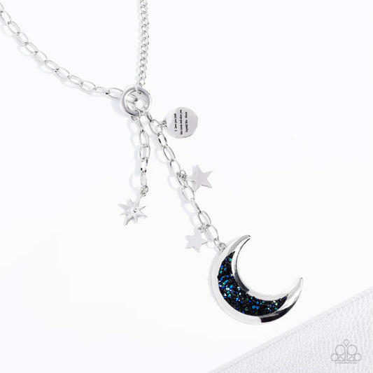 Paparazzi Necklace - Once in a Blue Moon Necklace Set - Silver Necklace Paparazzi Jewelry images