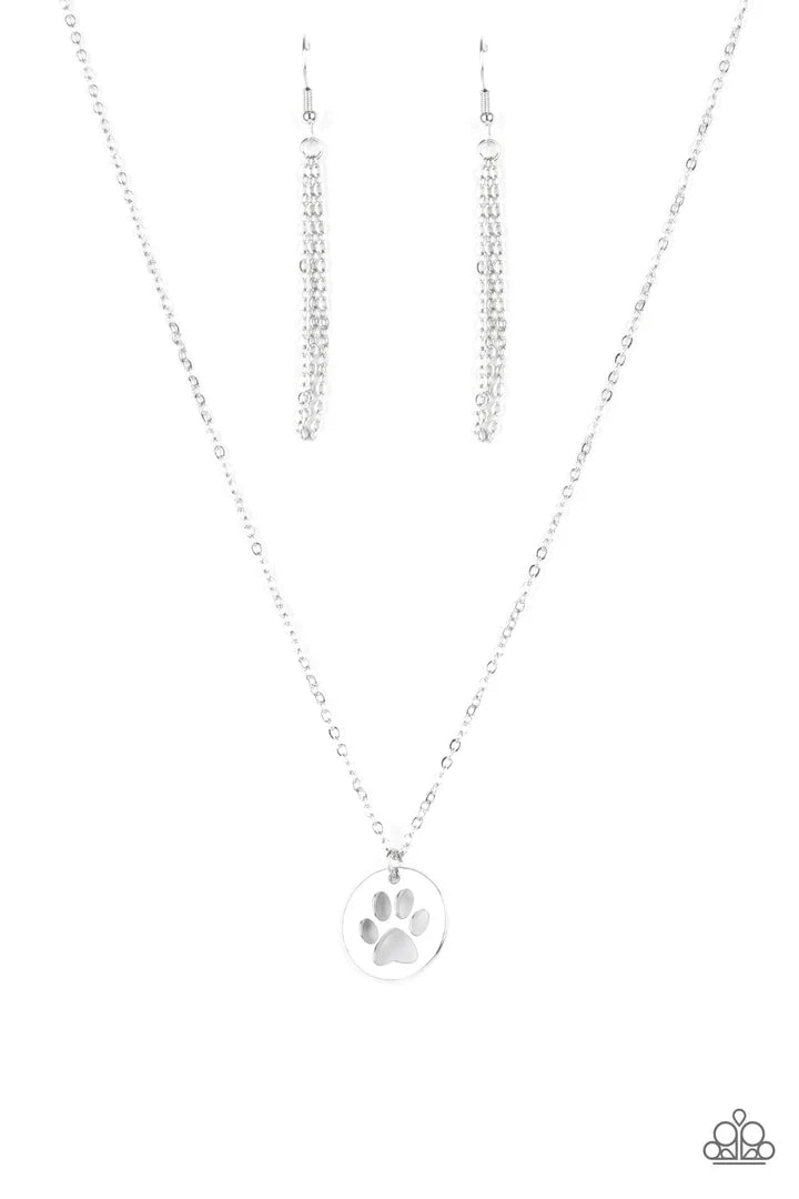 Paparazzi Think Paw-sitive - Silver Necklace Paparazzi Jewelry Images