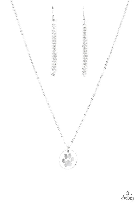 Paparazzi Think Paw-sitive - Silver Necklace Paparazzi Jewelry Images