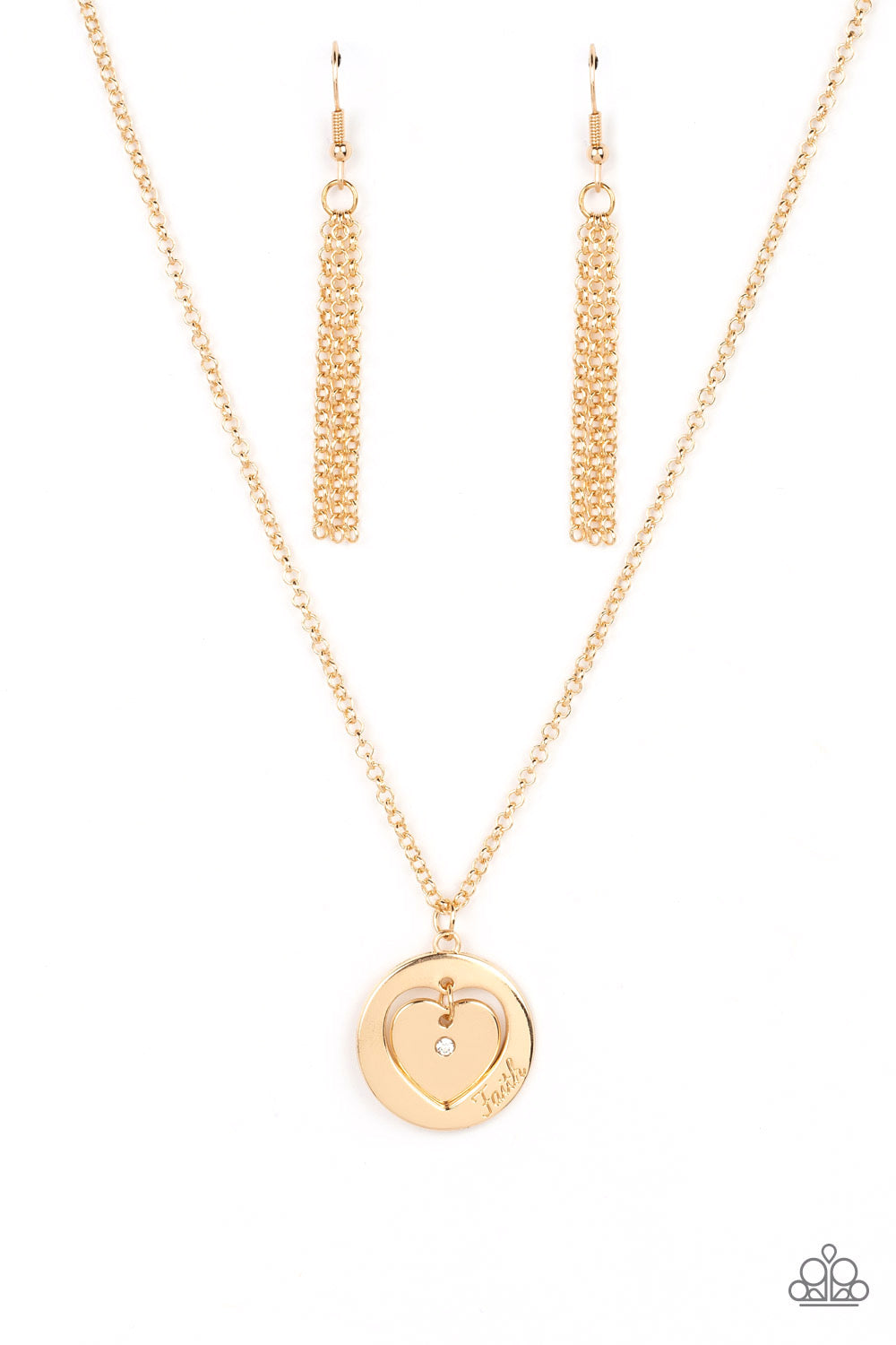 Paparazzi Heart Full of Faith - Gold Necklace -Paparazzi Jewelry Images