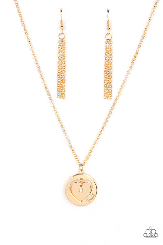 Paparazzi Heart Full of Faith - Gold Necklace -Paparazzi Jewelry Images